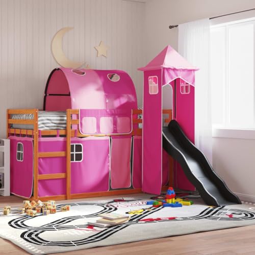 LLEZKBR Betten & Zubehör - Betten & Bettrahmen - Etagenbett ohne Matratze mit Rutsche und Vorhängen Rosa 80x200 cm LLEZKBR Betten & Zubehör - Betten & Bettrahmen - Etagenbett ohne Matratze mit Rutsche und Vorhängen Rosa 80x200 cm von LLEZKBR