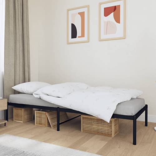 LLEZKBR Betten & Zubehör-Betten & Bettrahmen - Metallbettrahmen ohne Matratze Schwarz 75x190cm von LLEZKBR