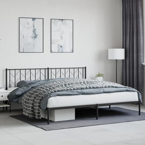 LLEZKBR Betten & Zubehör-Betten & Bettrahmen - Metallbettrahmen ohne Matratze mit Kopfteil Schwarz 200x200cm von LLEZKBR