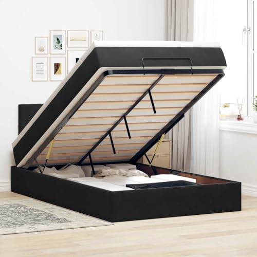 LLEZKBR Betten & Zubehör – Betten & Bettrahmen – Ottoman-Bett mit Matratze & LEDs, Schwarz, 120 x 200 cm, Samt LLEZKBR Betten & Zubehör – Betten & Bettrahmen – Ottoman-Bett mit Matratze & LEDs, Schwarz, 120 x 200 cm, Samt von LLEZKBR