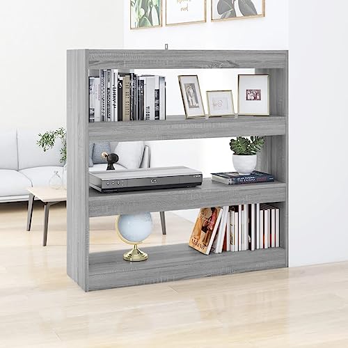 LLEZKBR Bücherregale und Standregal - Bücherschrank / Raumteiler grau Sonoma 100x30x103 cm von LLEZKBR