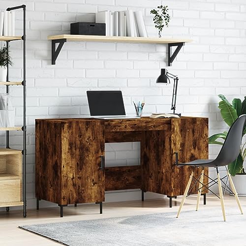 LLEZKBR Büroschreibtisch-Schreibtisch, Räuchereiche, 140 x 50 x 75 cm, Holzwerkstoff von LLEZKBR