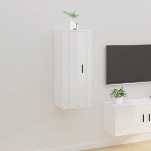 LLEZKBR Entertainment Centers & TV-Ständer, Wandmontage, TV-Schrank, Hochglanz, Weiß, 40 x 34,5 x 100 cm von LLEZKBR