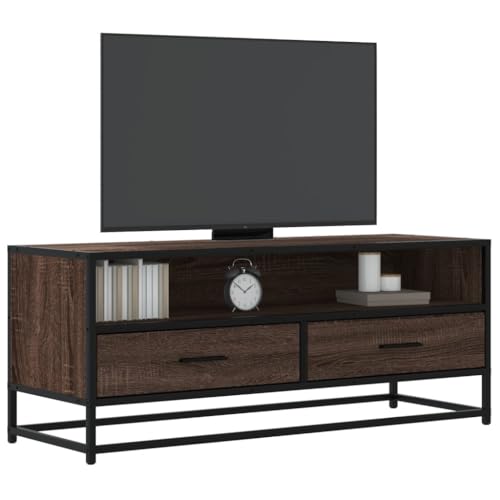 LLEZKBR Entertainment Centers & TV Stands-TV Schrank Braun Eiche 100x34,5x40 cm Holzwerkstoff und Metall von LLEZKBR