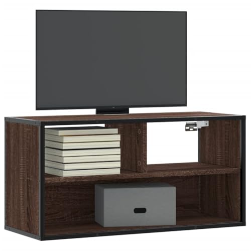 LLEZKBR Entertainment Centers & TV Stands-TV Schrank Braun Eiche 80x31x39,5 cm Holzwerkstoff und Metall von LLEZKBR