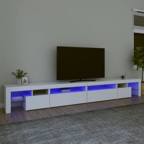 LLEZKBR Entertainment Centers & TV Stands-TV Schrank mit LED-Leuchten Weiß 290x36,5x40cm von LLEZKBR