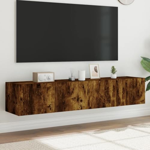 LLEZKBR Entertainment Centers & TV Stands-TV Wandschränke mit LED-Leuchten 2 Stück Räuchereiche 80x35x31cm von LLEZKBR
