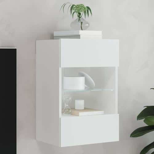LLEZKBR Entertainment Centers & TV Stands-TV Wandschrank mit LED-Leuchten Weiß 40x30x60,5 cm von LLEZKBR