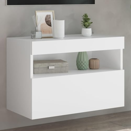 LLEZKBR Entertainment Centers & TV Stands-TV Wandschrank mit LED-Leuchten Weiß 60x30x40cm von LLEZKBR