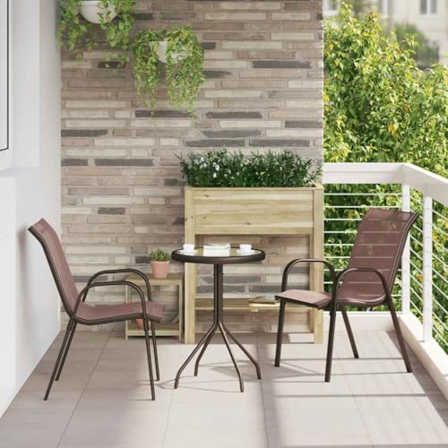LLEZKBR Gartenmöbel, Gartenstuhl, stapelbar, Textilene-Stoff, Braun, 2 Stück von LLEZKBR
