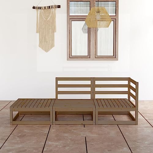 LLEZKBR Gartenmöbel-Set, 3-teilig, Braun, massives Kiefernholz von LLEZKBR