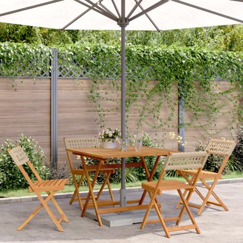 LLEZKBR Gartenmöbel-Set, 5-teilig, Polyrattan und Massivholz, Beige von LLEZKBR