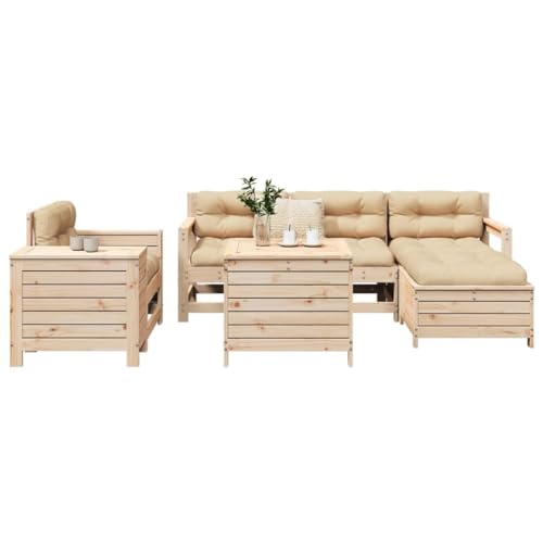 LLEZKBR Gartenmöbel-Set, 7-teilig, Massivholz, Kiefer von LLEZKBR