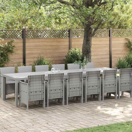 LLEZKBR Gartenmöbel-Set, Gartenmöbel-Set, 13-teilig, Hellgrau, Polt Rattan von LLEZKBR