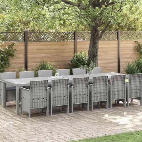 LLEZKBR Gartenmöbel-Set, Gartenmöbel-Set, 13-teilig, Hellgrau, Polt Rattan von LLEZKBR