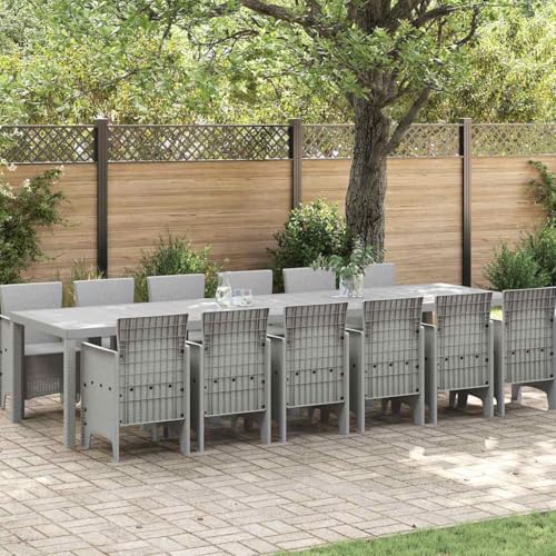 LLEZKBR Gartenmöbel-Set, Gartenmöbel-Set, 13-teilig, Hellgrau, Polt Rattan von LLEZKBR