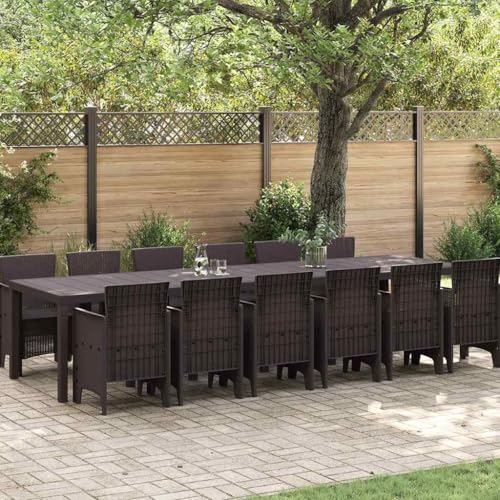 LLEZKBR Gartenmöbel-Set, Gartenmöbel-Set, 13-teilig, braunes Polt-Rattan von LLEZKBR