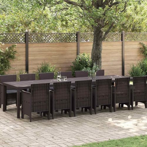 LLEZKBR Gartenmöbel-Set, Gartenmöbel-Set, 13-teilig, braunes Polt-Rattan von LLEZKBR