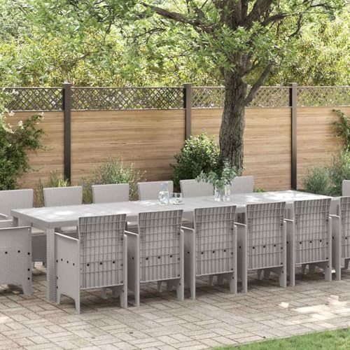 LLEZKBR Gartenmöbel-Set, Gartenmöbel-Set, 15-teilig, Hellgrau, Polt Rattan von LLEZKBR