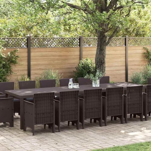 LLEZKBR Gartenmöbel-Set, Gartenmöbel-Set, 15-teilig, braunes Polt-Rattan von LLEZKBR