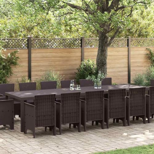 LLEZKBR Gartenmöbel-Set, Gartenmöbel-Set, 15-teilig, braunes Polt-Rattan von LLEZKBR