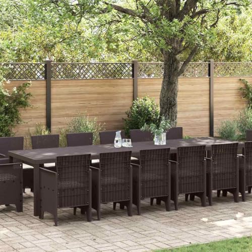 LLEZKBR Gartenmöbel-Set, Gartenmöbel-Set, 15-teilig, braunes Polt-Rattan von LLEZKBR