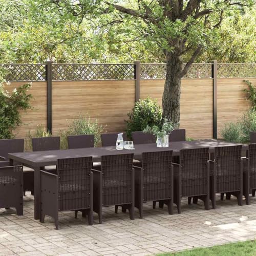 LLEZKBR Gartenmöbel-Set, Gartenmöbel-Set, 15-teilig, braunes Polt-Rattan von LLEZKBR