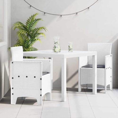 LLEZKBR Gartenmöbel-Set, Gartenmöbel-Set, 3-teilig, weißes Polt-Rattan von LLEZKBR