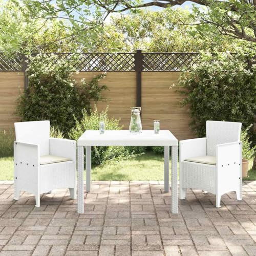 LLEZKBR Gartenmöbel-Set, Gartenmöbel-Set, 3-teilig, weißes Polt-Rattan von LLEZKBR