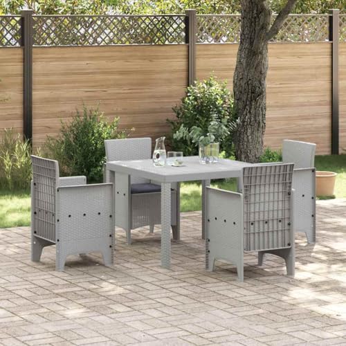 LLEZKBR Gartenmöbel-Set, Gartenmöbel-Set, 5-teilig, Hellgrau, Polt Rattan von LLEZKBR