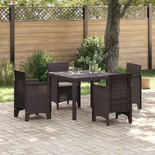 LLEZKBR Gartenmöbel-Set, Gartenmöbel-Set, 5-teilig, braunes Polt-Rattan von LLEZKBR