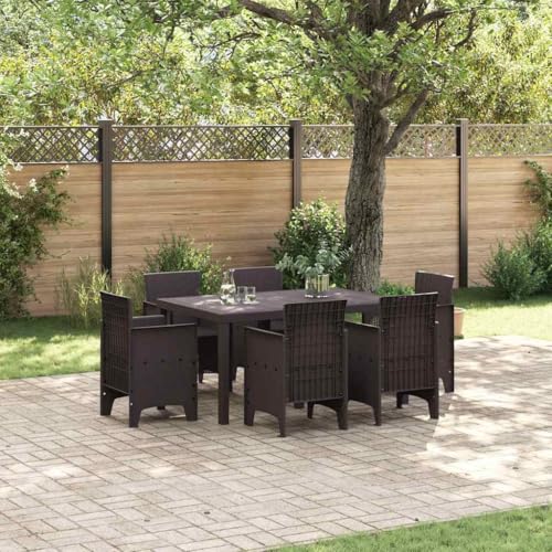 LLEZKBR Gartenmöbel-Set, Gartenmöbel-Set, 7-teilig, braunes Polt-Rattan von LLEZKBR