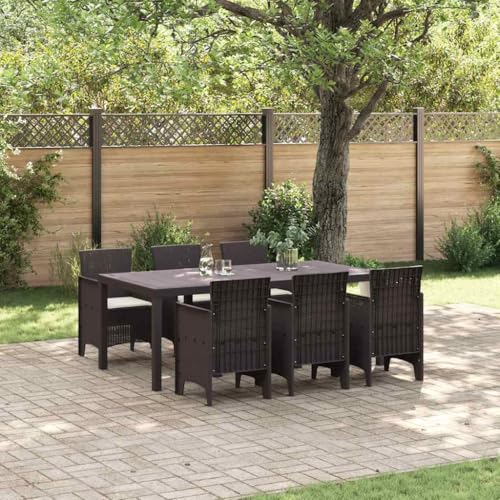 LLEZKBR Gartenmöbel-Set, Gartenmöbel-Set, 7-teilig, braunes Polt-Rattan von LLEZKBR