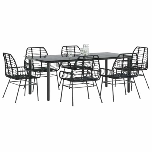 LLEZKBR Gartenmöbel-Set, Gartenmöbel-Set, 7-teilig, schwarzes Polyrattan-Glas LLEZKBR Gartenmöbel-Set, Gartenmöbel-Set, 7-teilig, schwarzes Polyrattan-Glas von LLEZKBR