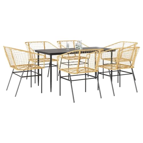 LLEZKBR Gartenmöbel-Set, Gartenmöbel-Set, braun, Polyrattan-Glas, 7-teilig LLEZKBR Gartenmöbel-Set, Gartenmöbel-Set, braun, Polyrattan-Glas, 7-teilig von LLEZKBR
