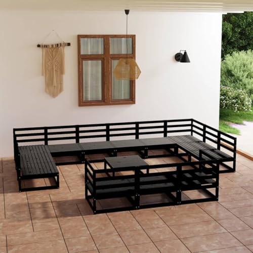 LLEZKBR Gartenmöbel-Set für den Außenbereich, 14-teilig, massives Kiefernholz von LLEZKBR