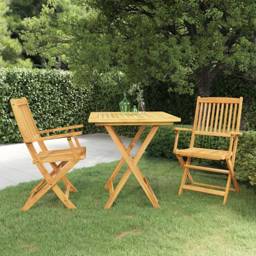 LLEZKBR Gartenmöbel-Set für den Außenbereich, 3-teilig, zusammenklappbar, massives Akazienholz von LLEZKBR