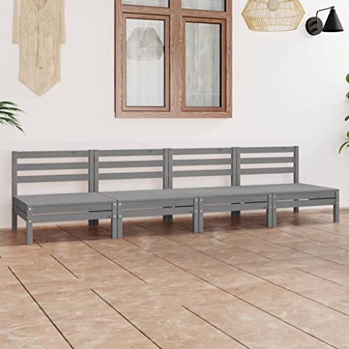 LLEZKBR Gartenmöbel-Set für den Außenbereich, 4-teilig, Grau, massives Kiefernholz von LLEZKBR