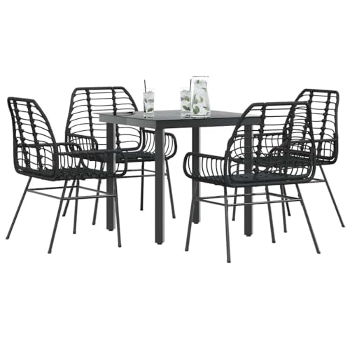 LLEZKBR Gartenmöbel-Set für den Außenbereich, 5-teilig, schwarzes Polyrattan-Glas LLEZKBR Gartenmöbel-Set für den Außenbereich, 5-teilig, schwarzes Polyrattan-Glas von LLEZKBR
