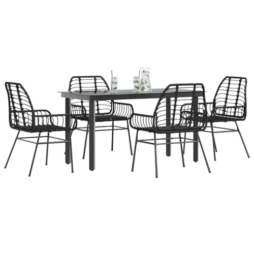 LLEZKBR Gartenmöbel-Set für den Außenbereich, 5-teilig, schwarzes Polyrattan-Glas LLEZKBR Gartenmöbel-Set für den Außenbereich, 5-teilig, schwarzes Polyrattan-Glas von LLEZKBR