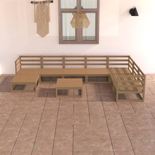 LLEZKBR Gartenmöbel-Set für den Außenbereich, Braun, massives Kiefernholz, 8-teilig von LLEZKBR