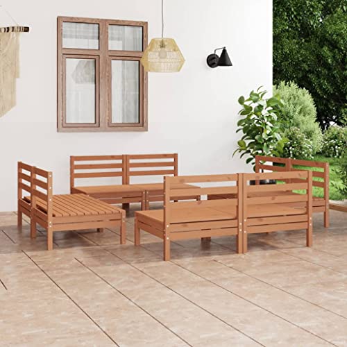 LLEZKBR Gartenmöbel-Set für den Außenbereich, Braun, massives Kiefernholz, 8-teilig von LLEZKBR