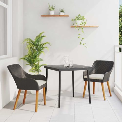 LLEZKBR Gartenmöbel-Set mit Kissen, 3-teilig, Polyrattan, Schwarz LLEZKBR Gartenmöbel-Set mit Kissen, 3-teilig, Polyrattan, Schwarz von LLEZKBR