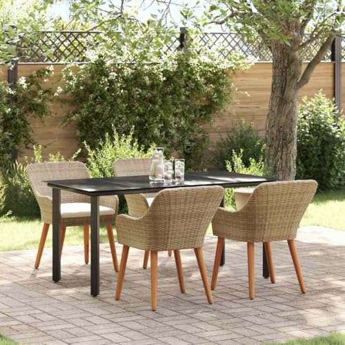 LLEZKBR Gartenmöbel-Set mit Kissen, 5-teilig, Polyrattan, Beige LLEZKBR Gartenmöbel-Set mit Kissen, 5-teilig, Polyrattan, Beige von LLEZKBR