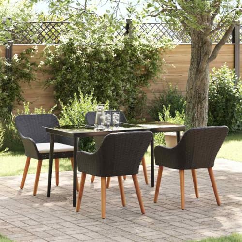 LLEZKBR Gartenmöbel-Set mit Kissen, 5-teilig, Polyrattan, Schwarz LLEZKBR Gartenmöbel-Set mit Kissen, 5-teilig, Polyrattan, Schwarz von LLEZKBR