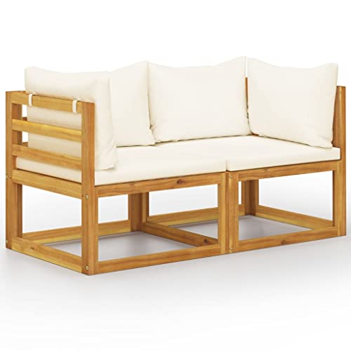 LLEZKBR Gartenmöbel-Sets für den Außenbereich, 2-Sitzer-Gartenbank mit cremeweißen Kissen (nur UK/IE/FI/NO) von LLEZKBR