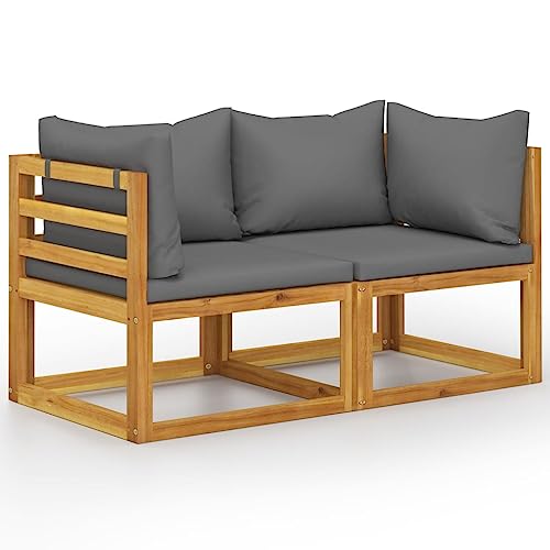 LLEZKBR Gartenmöbel-Sets für den Außenbereich, 2-Sitzer-Gartenbank mit dunkelgrauen Kissen (nur UK/IE/FI/NO) von LLEZKBR