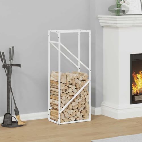 LLEZKBR Kaminholzregal weiß 40x25x100cm kaltgewalzter Stahl von LLEZKBR