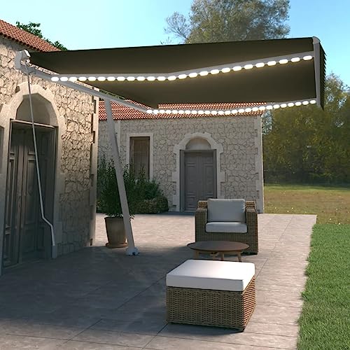 LLEZKBR Manuell versenkbare Markise mit LED 500x350cm Anthrazit von LLEZKBR