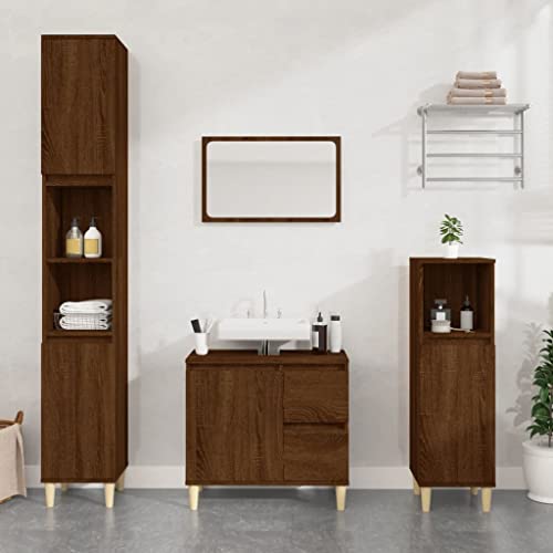 LLEZKBR Möbelsets, Badezimmermöbel-Sets, 3-teiliges Badezimmerschrank-Set, braune Eiche, Holzwerkstoff von LLEZKBR